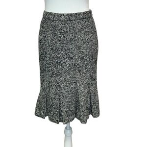 Loft Tweed Pleated Ruffle Hem Skirt